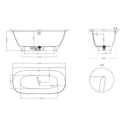 Ванна пристенная Salini Sofia Wall 160x80 (S-Sense, глянцевый)