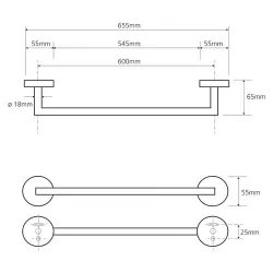 Полотенцедержатель OMEGA 655х55х65мм