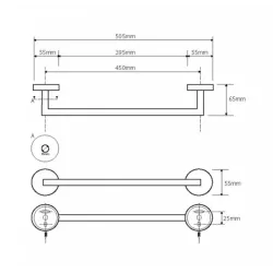 Полотенцедержатель NEO 500x70мм, матовый хром
