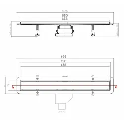Душевой трап линейный 2в1 (под плитку/хром) Pestan Confluo Primo Compact Line 650 NEW (стар. арт 13702510)