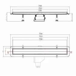 Душевой трап линейный 2в1 (под плитку/хром) Pestan Confluo Primo Compact Line 750 NEW (стар. арт 13702511)