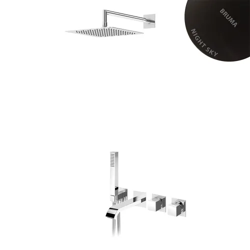 Система скрытого монтажа Bruma Escudo на 3 потока Set 102 140 2NS, верхний душ 300x300мм Night Sky