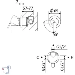 Смеситель скрытого монтажа с 1 выходом Leaf 167 120 1MM Morning Mist
