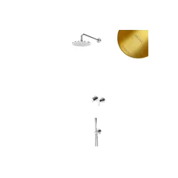 Душевой набор, скрытого монтажа, горизонтальный, с латунной душевой лейкой Ø300 мм, и ручным душем Elo Leaf 167 360 8SR Sunrise