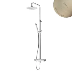 Душевая система с верхней лейкой с латуни Ø300 мм Leaf 167 653 1MM Morning Mist, шланг в черной матовой оплетке