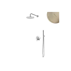 Душевой набор, скрытого монтажа, с латунной душевой лейкой Ø250 мм и ручным душем Elo Leaf 167 722 1MM Morning Mist, шланг в черной матовой оплетке