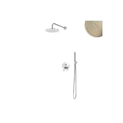 Душевой набор, скрытого монтажа, с латунной душевой лейкой Ø250 мм и ручным душем Elo ручка тип 2 Leaf 167 722 2MM Morning Mist, шланг в черной матовой оплетке