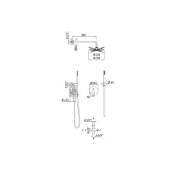 Душевой набор скрытого монтажа душевая головка Ø250мм ручной душ L2 - LF
