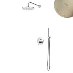 Душевая система скрытого монтажа, с латунной душевой лейкой Ø300 мм и ручным душем Elo Leaf 167 723 1MM Morning Mist, шланг в черной матовой оплетке