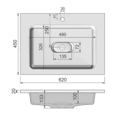 Раковина Madera Modul 65x45 см литьевой мрамор (Mol.08.65/W)