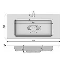 Раковина Madera Modul 100x45 см литьевой мрамор (Mol.08.100/W)