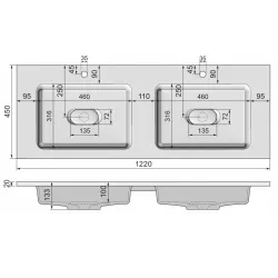 Раковина Madera Modul 120x45 см литьевой мрамор (Mol.08.120/W)