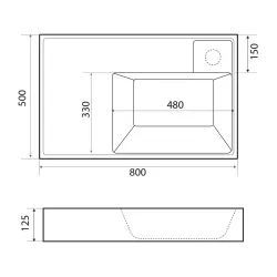 Раковина Madera Vega 80x50 см (для установки над стиральной машиной)