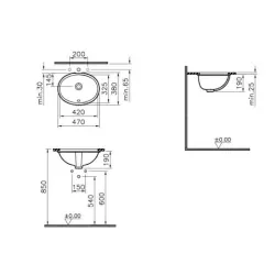 Раковина Arkitekt, встраиваемая снизу, 42 см, цвет белый