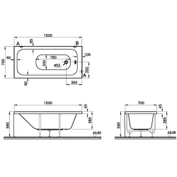 Ванна акриловая Vitra Optimum Neo 150x70