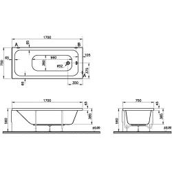 Ванна акриловая Vitra Optimum Neo 170x75