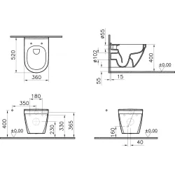 Унитаз подвесной VitrA S50 Rim-Ex безободковый унитаз с бидеткой + сиденье soft-close