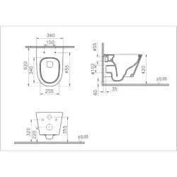 Унитаз подвесной Vitra M50 Tornado VortexFlush безободковый, с сиденьем микролифт
