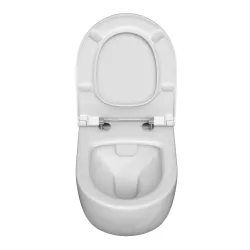 Комплект: L-Box Sento Rim-Ex подвесной безободковый унитаз с тонким сиденьем с микролифтом, инсталляцией и клавишей смыва хром