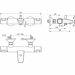 Термостат для ванны Ideal Standard Ceratherm T25