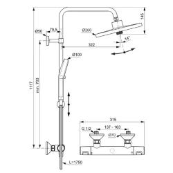 Душевая система  Ideal Standard Ceratherm T25+ хром, с термостатом