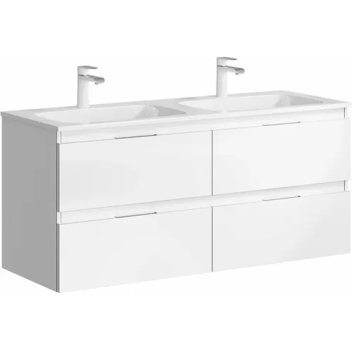 Комплект подвесной тумбы на две чаши Aqwella Accent 122x45 см, белый с умывальником Малага 1220