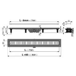 Душевой лоток AlcaPlast Simple APZ10 750 с решеткой и опорами