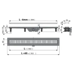 Душевой лоток AlcaPlast Simple APZ10 850 с решеткой и опорами