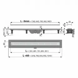 Душевой лоток AlcaPlast APZ18 850 Simple, со стальным бортиком и решеткой