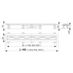 Душевой лоток AlcaPlast APZ8-Simple 950 с решеткой и опорами