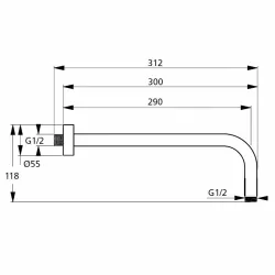 Кронштейн для верхнего душа Ideal Standard IdealRain  (300 мм)