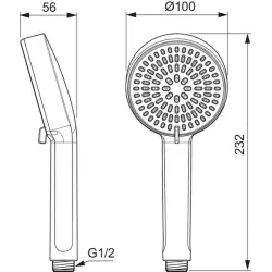 Лейка для душа 100мм Alu+ Ideal Standard, черная матовая
