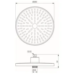 Верхний душ 260 мм Alu+ Ideal Standard хром на 2 режима