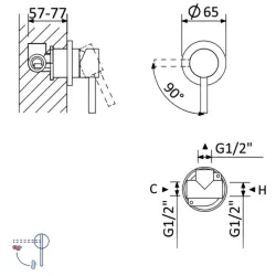 Внешняя часть смесителя скрытого монтажа, на 1 поток Lusitano Satinox