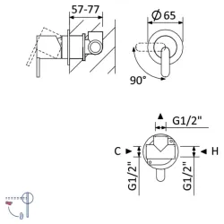 Внешняя часть смесителя с 1 выходом X-Alpha Satin stainless steel