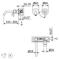 Внешняя часть смесителя X-Alpha для раковины. Длина излива 150 мм Satin stainless steel