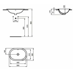 Раковина Ideal Standard Connect  55*38 см (возможен монтаж под столеш. докупается - T645567)