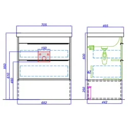 Подвесная тумба Aqwella Fargo 68.2x55.7x44.2 см (ШxВxГ) Дерево тёмное
