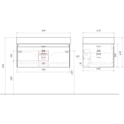 Комплект подвесной тумбы Aqwella Geometria 81x48 см, зеленый с умывальником Вилис 81