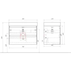 Подвесная тумба Aqwella Geometria 81x62.5x48 см (ШxВxГ) Бежевый