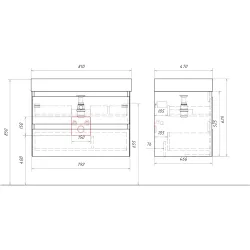 Комплект подвесной тумбы Aqwella Geometria 81x48 см на 2 ящ., белый с умывальником Вилис 81