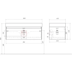 Комплект подвесной тумбы Aqwella Geometria 100x45 см, светло-серый с умывальником Вилис 100