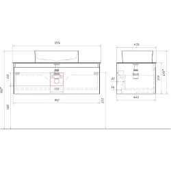Комплект подвесной тумбы Aqwella Geometria 100x45 см, белый со столешницей из керамогранита, серый камень