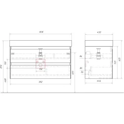 Комплект подвесной тумбы Aqwella Geometria 100x45 см на 2 ящ., белый с умывальником Вилис 100