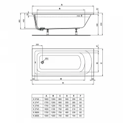 Прямоугольная ванна Ideal Standard HOTLINE 170х70 см