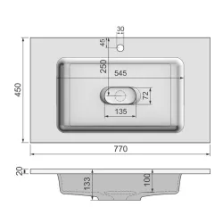Раковина Modul 80x45 см литьевой мрамор