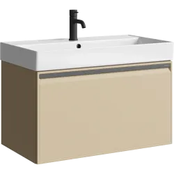 Комплект подвесной тумбы Aqwella Pure 81x47 см, бежевый с умывальником Вилис 81