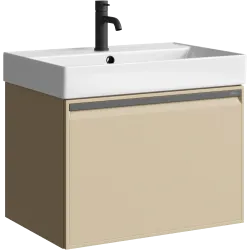 Комплект подвесной тумбы Aqwella Pure 66x47 см, бежевый с умывальником Вилис 66