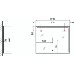 Зеркало Raval Prima 100x80 (ШxВ) с подсветкой