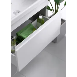 Комплект подвесной тумбы Aqwella Smart 80x39 см, ,бетон светлый с умывальником Moduo Slim 80